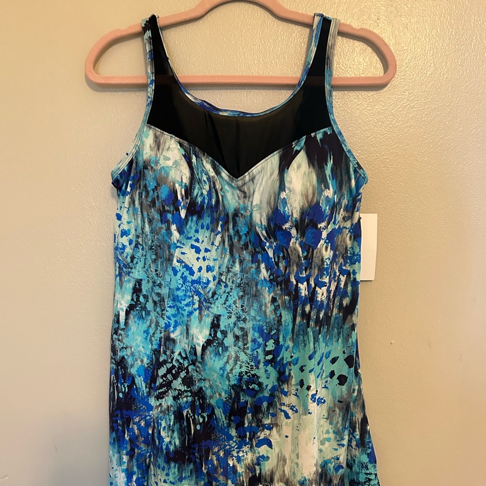 Swimsuits for All Size 18 Mesh High Neck Swimdress